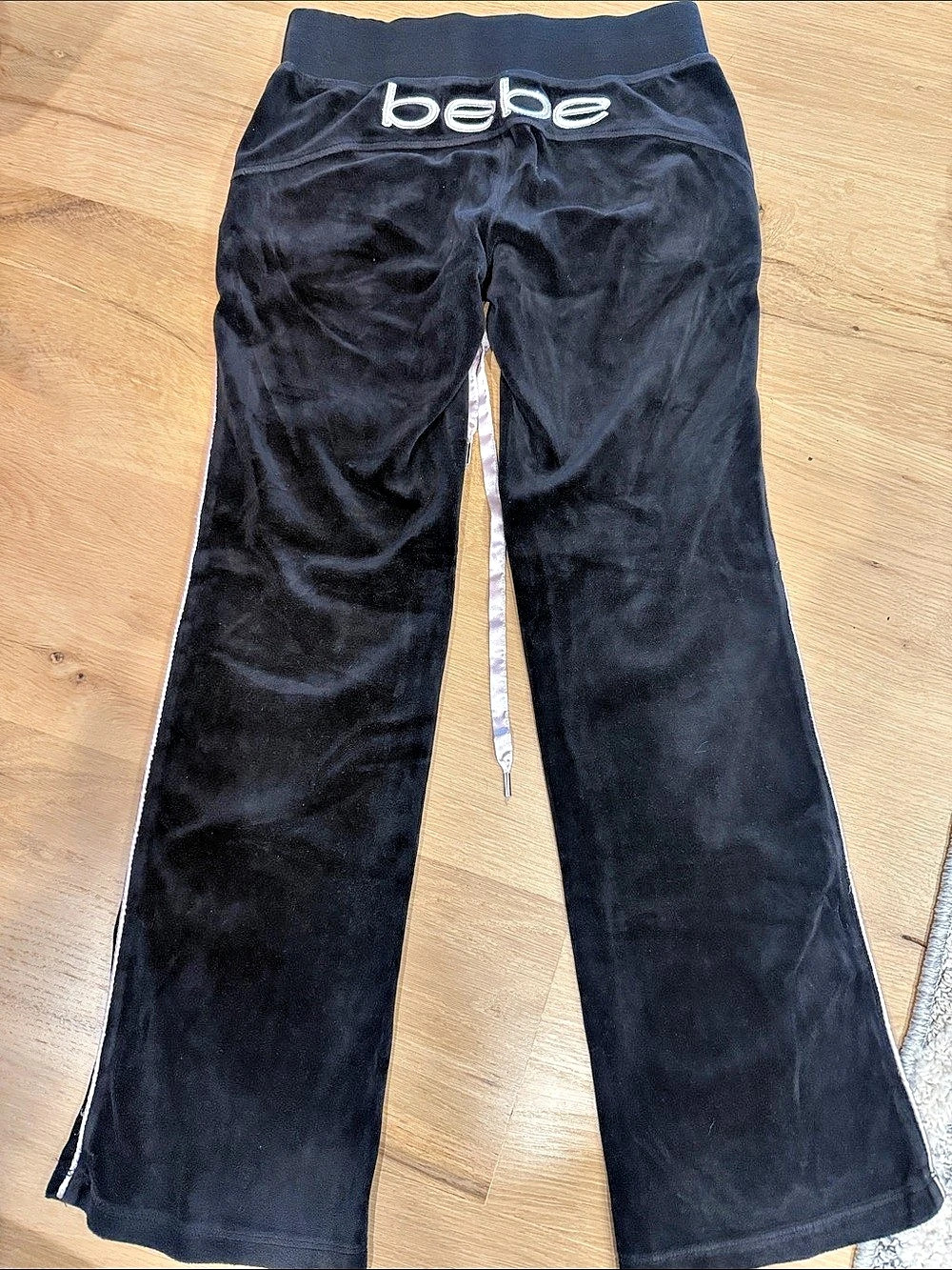 bebe Black Velvet Flare Pants used